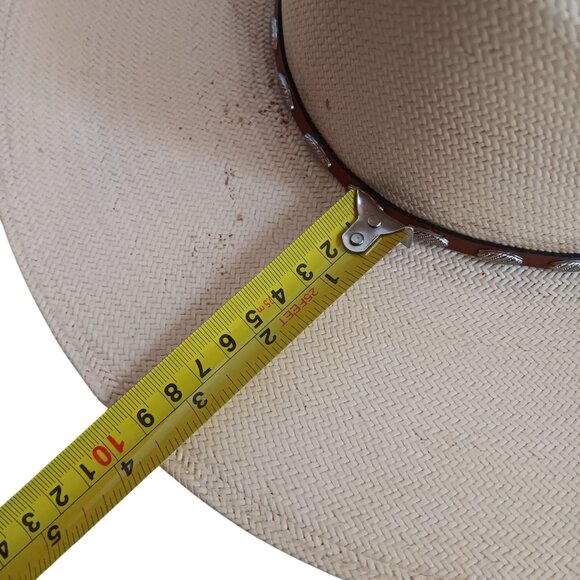 7 1/8 George Strait Resistol Mens Straw Cowboy Hat Vintage 1990's Western Oval - Picture 12 of 16